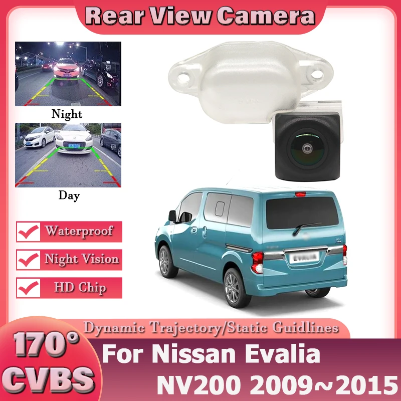 

170 ° Динамическая траектория FishEye для Nissan Evalia NV200 2009 ~ 2015 X-Trail Classic T30 2001 ~ 2007 HD камера заднего вида ночного видения