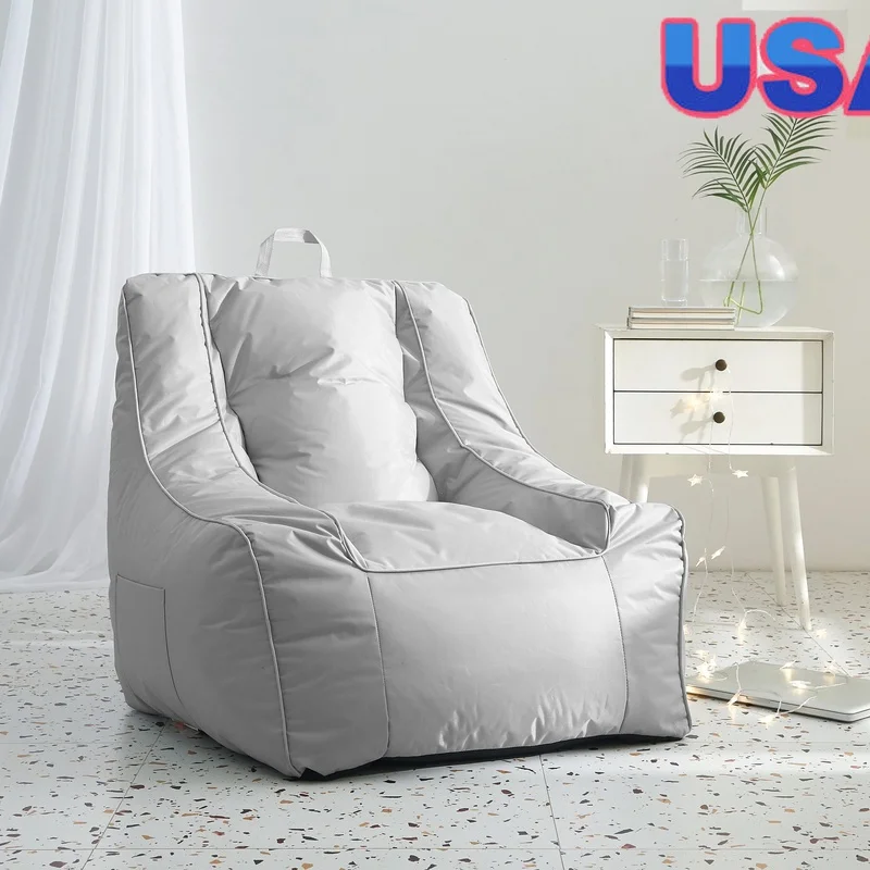 

Supportive Polyester Canvas Bean Bag Chair with Pocket Relaxing Gaming Reading Durable Comfortable Lounging Ideal Living Room
