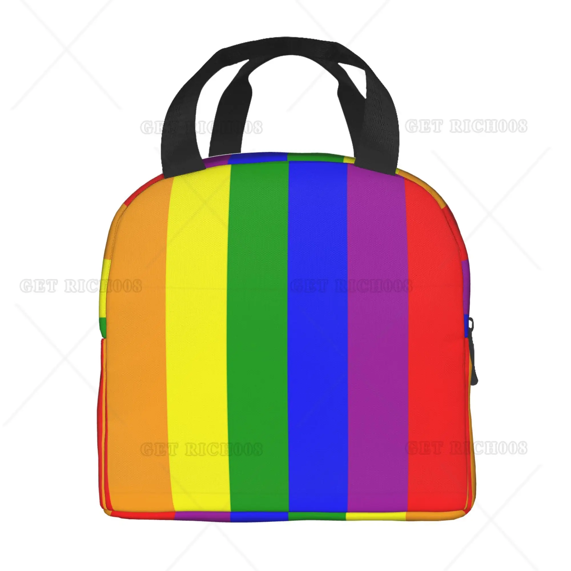 Love Rainbow Lbgt Lunch Bag Kolorowa torba na lunch w paski Mała dla mężczyzn Kobiety Piknik na świeżym powietrzu Praca Szkoła Torba na lunch Izolowana