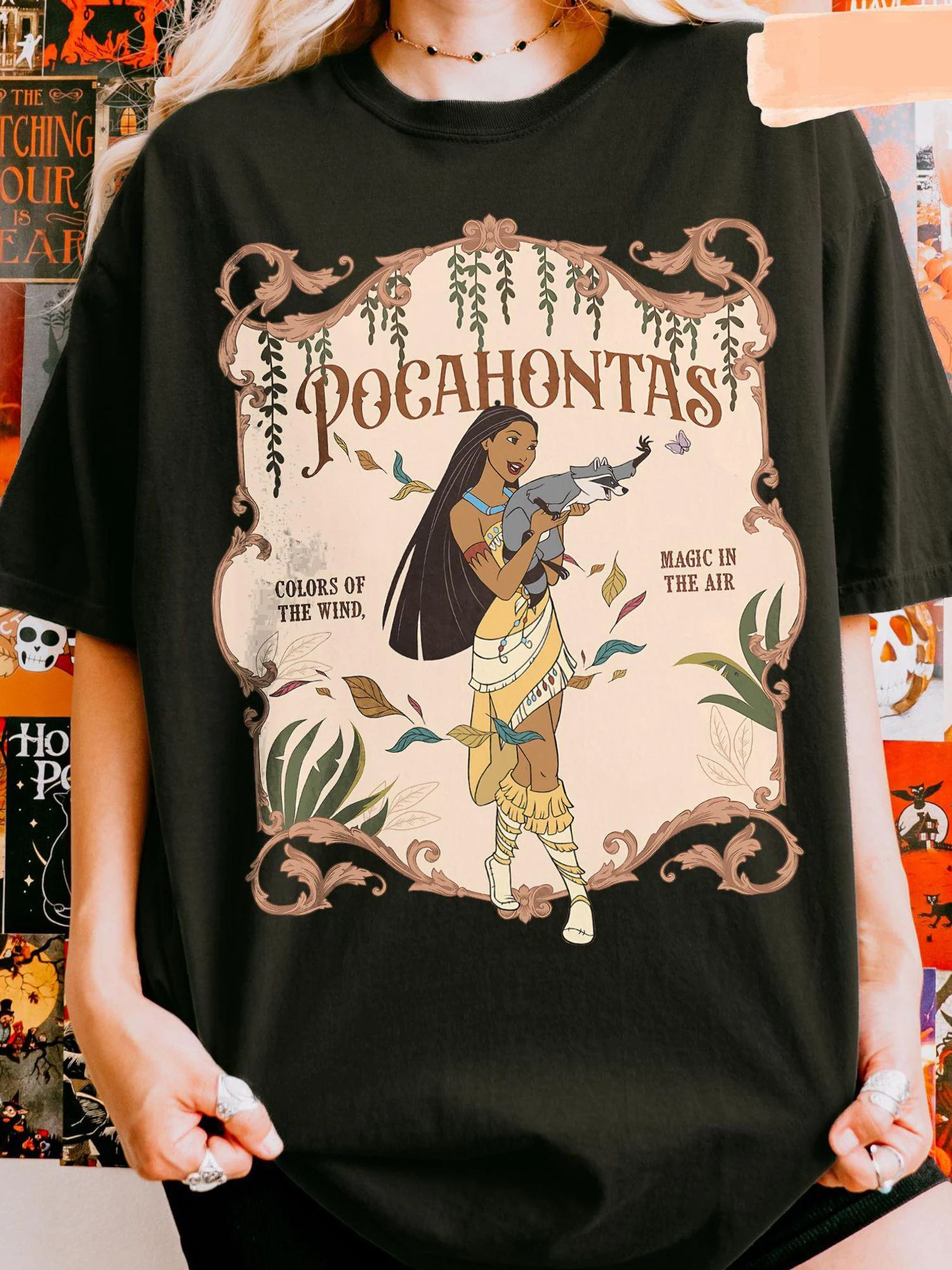 

Женская футболка больших размеров с лицензией Disney в винтажном стиле Покахонтас и Мику — официальная ретро-графическая футболка с коротким рукавом Disney