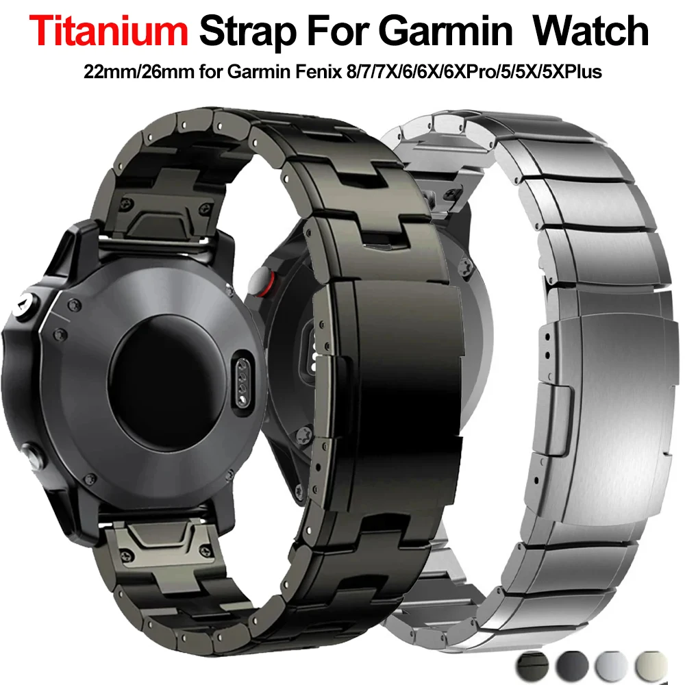 22 26mm Titanium Alloy Band for Garmin Fenix 8 6X Pro/6X/5X/5X Plus/7X Watchband for Tactix 7/Descent MK2/Instinct 1/2 Bracelet