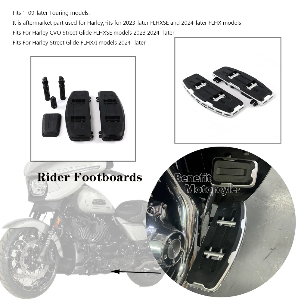 2024NEW Motorcycle Rider Driver Footboard Kit For Harley Touring Road King Street Electra Glide Softail Deluxe FLD Fat Boy Trike