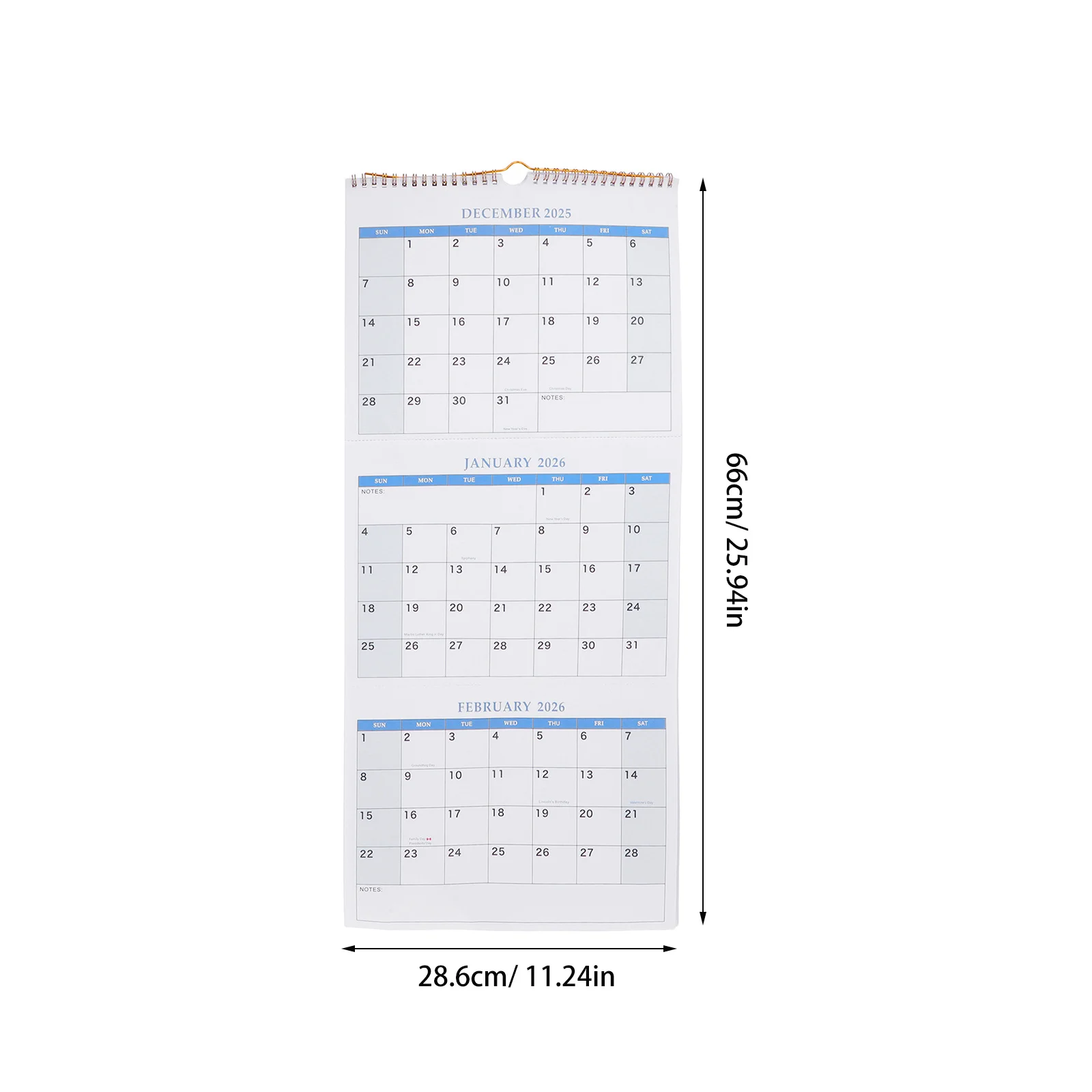 تقويم حائط لمدة 3 أشهر 2025-2027 مخطط معلق عمودي تصميم مطوي كتل يومية واسعة سلك مزدوج ربط للمنزل والمكتب