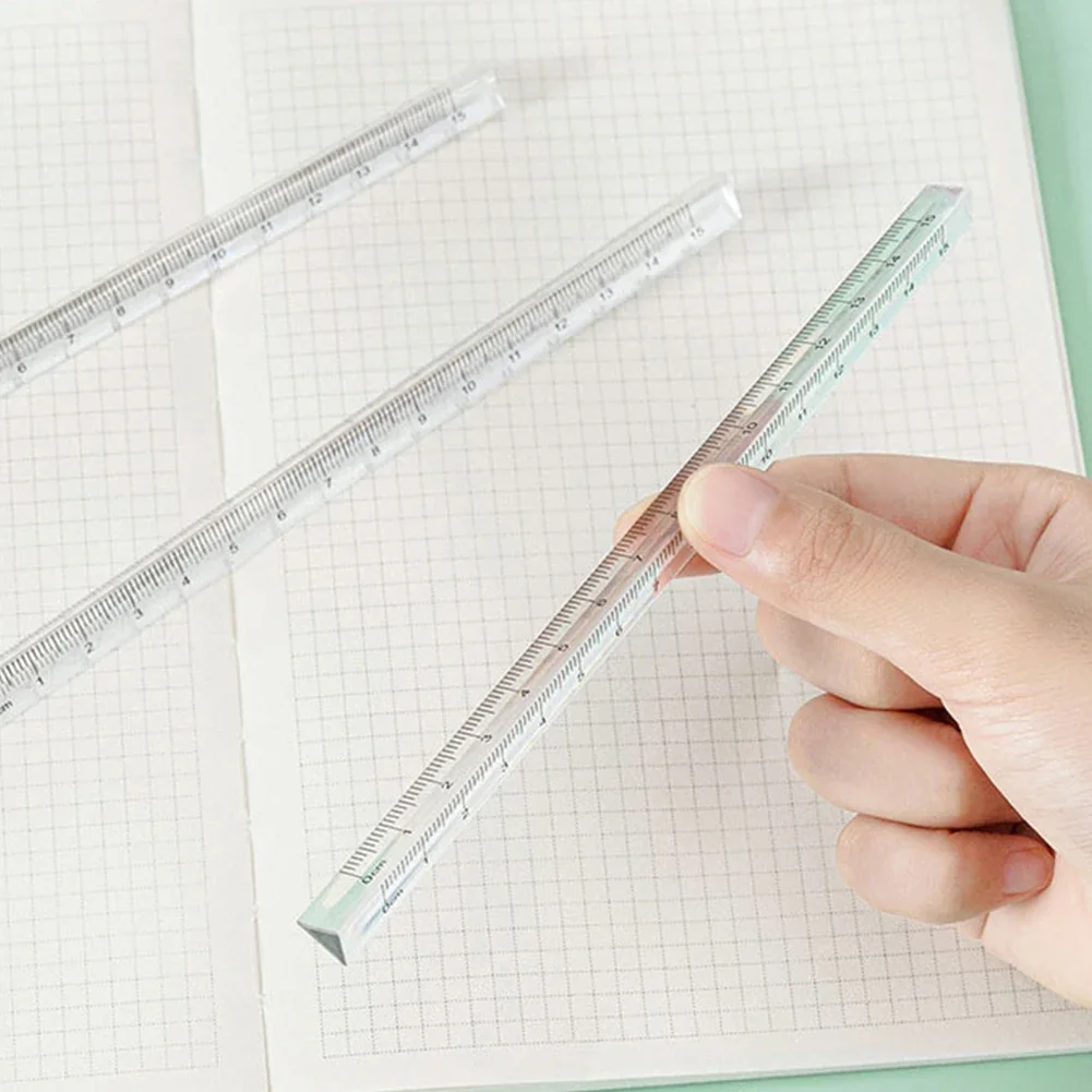 15cm Simple Transparent Triangular Straight Ruler Kawaii Tools Stationery Cartoon Drawing Gift Office School Measuring