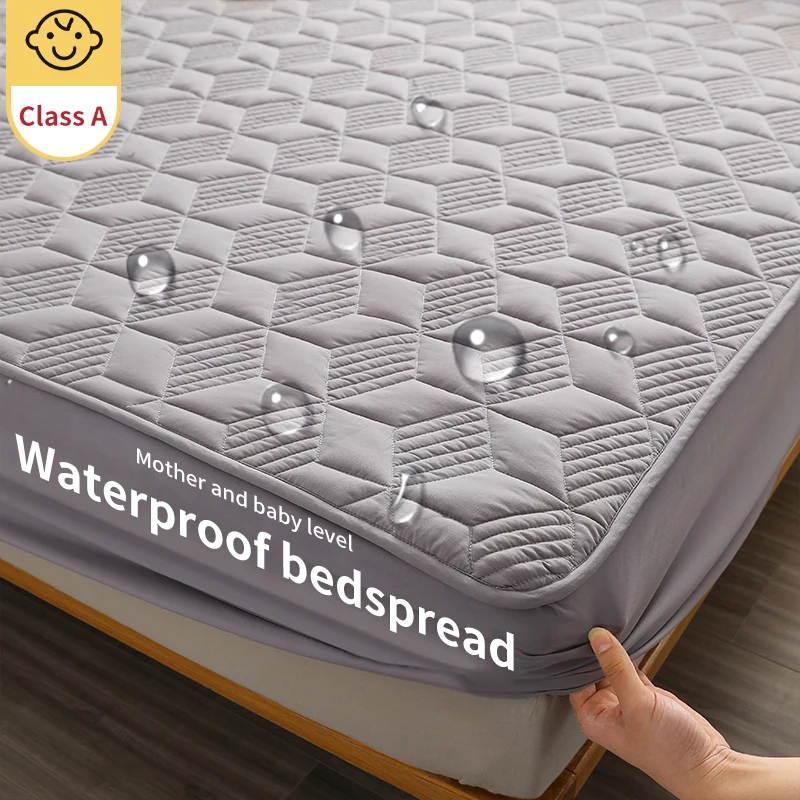 Waterproof Quilted Mattress Protector Cover,Class A Cotton Fabric, Fitted Sheet160x200, Class A Maternal, Antibacterial