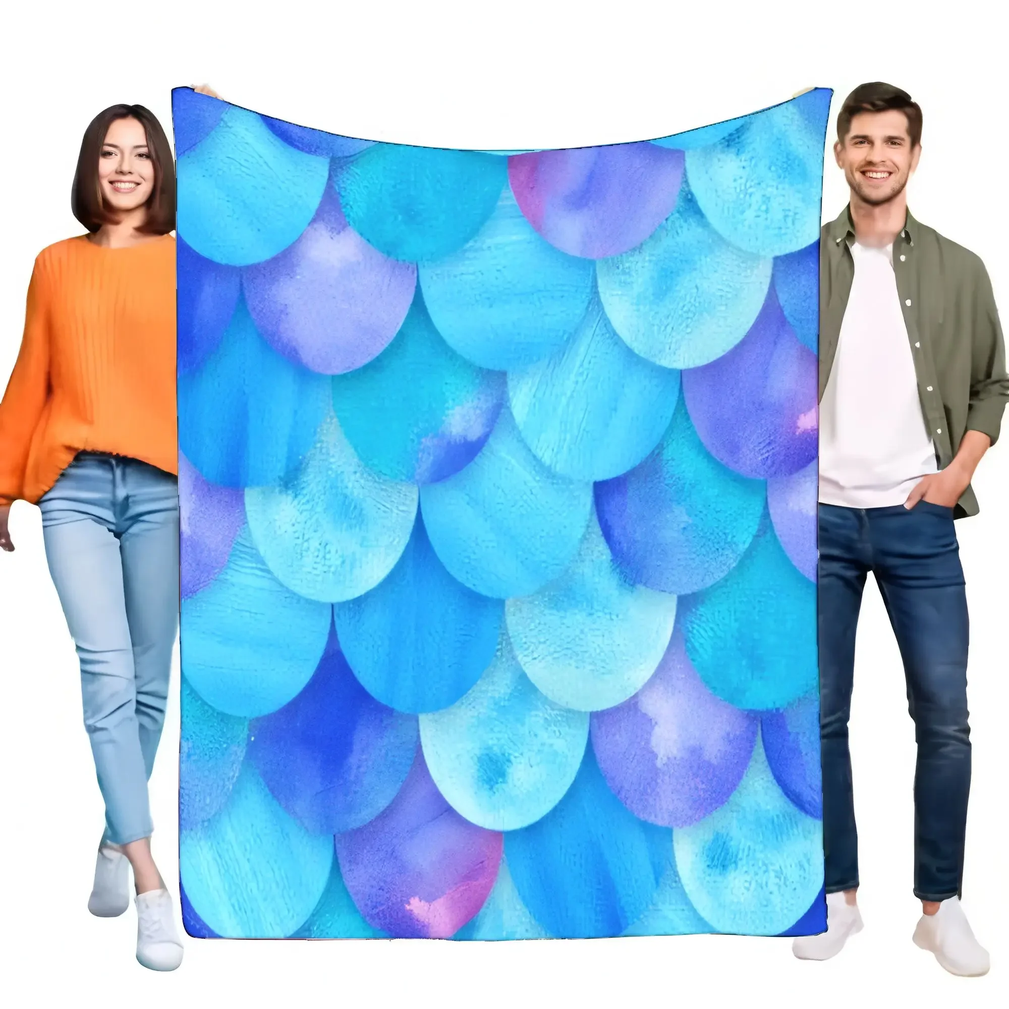 Mermaid Scale Blanket Cozy Soft Fleece Throw for Bedroom Sofa Lightweight Decorative Piece Great Gift for Kids or Adults