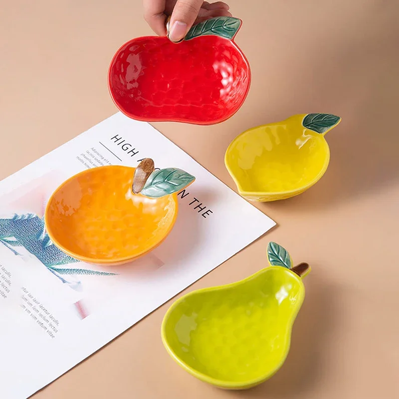 Cute fruit plate household underglaze small condiment dish ceramic soy sauce vinegar hot pot barbecue dipping snack plate