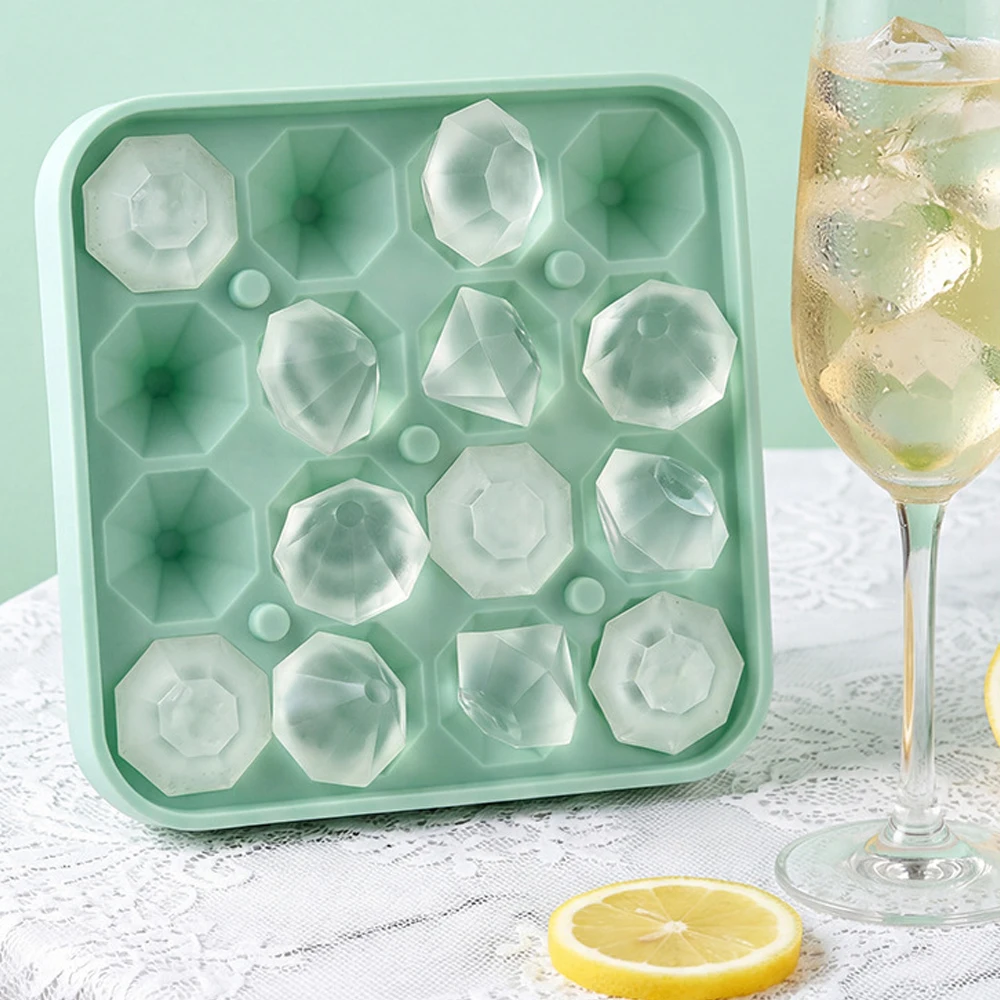 Tiny Diamond Ice Molds , Small Diamond-Shaped Silicone Ice Cube Trays 16 Cubes Per Tray, Easy Release, BPA-Free and Stackable