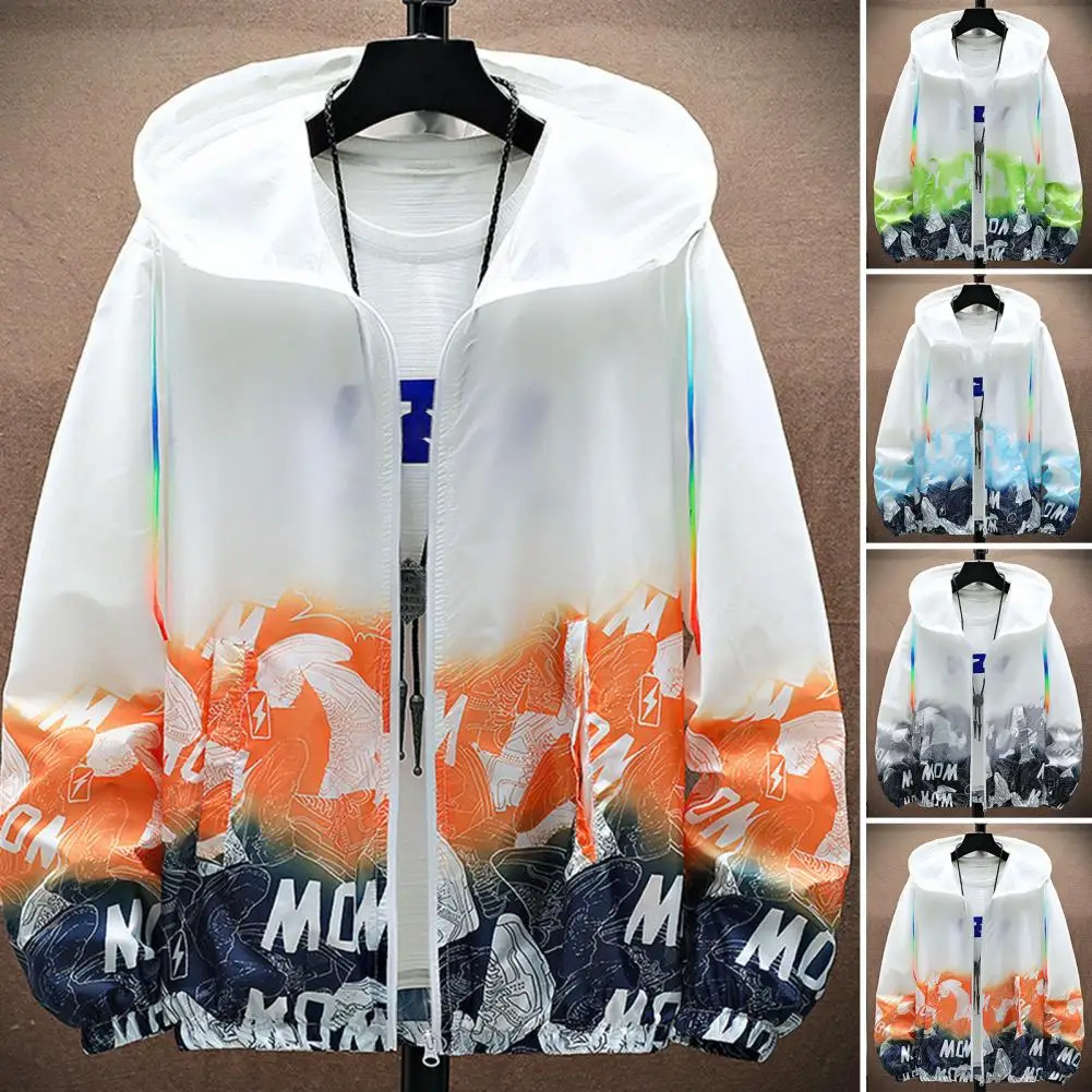 Ultra-light Trendy UV Protection Quick Drying Windbreaker Anti-wrinkle Windbreaker Jacket Gradient Print Daily Clothing