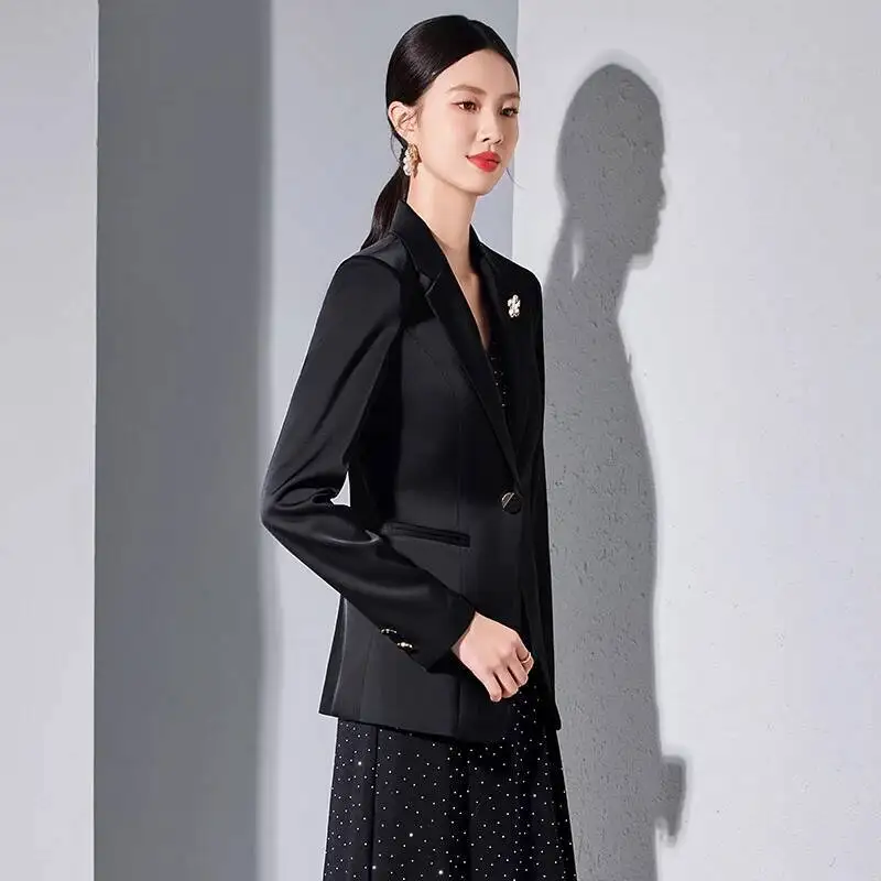 سترات رسمية بيضاء أنيقة معطف لأنماط موحدة كم طويل بلايز بليزر معطف نسائي ملابس مقابلة مهنية #6