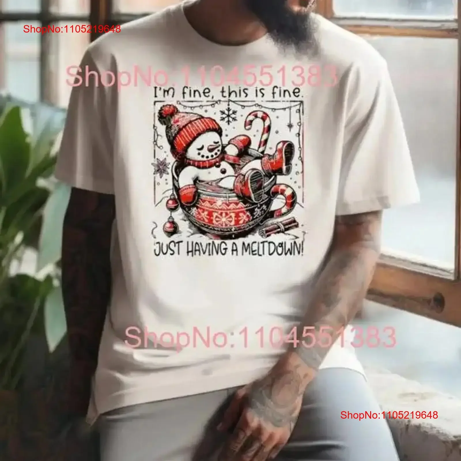 

Snowman I M Fine This Is Just Having A Meltdown Christmas 2024 T Shirt vintage Washed Breathable Unisex Top For Everyday Wear