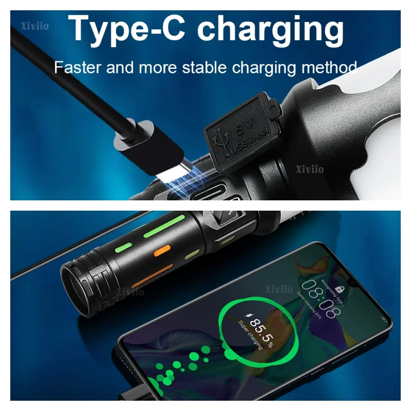 2025 99000000LM Super Big Flashlight 26650 USB Rechargeable Lamp Most Strong LED Flash Light Long Range Tactical Torch Camping