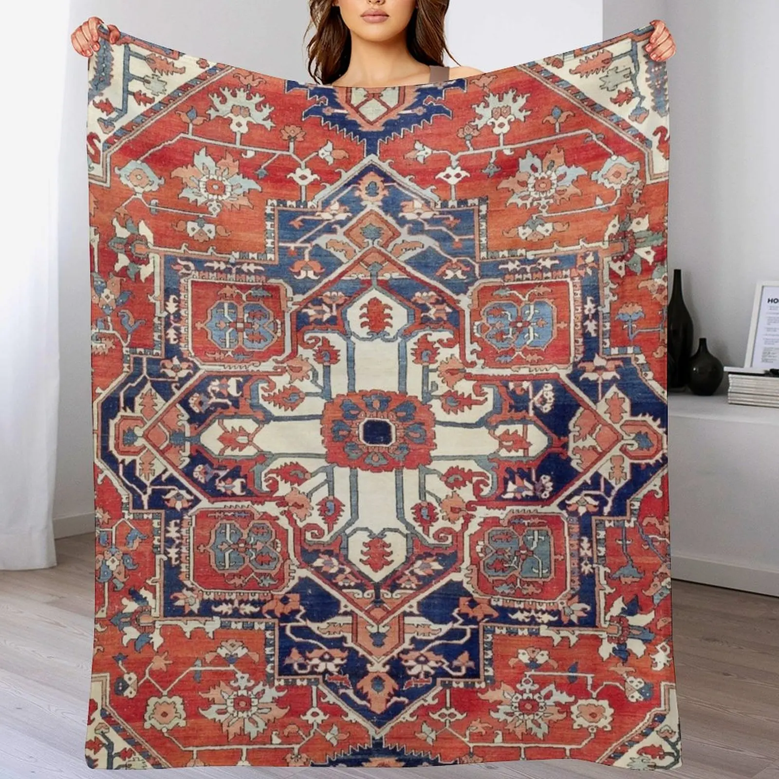 

Heriz Azerbaijan Northwest Persian Rug Print Throw Blanket for sofa Hair Retros halloween Blankets