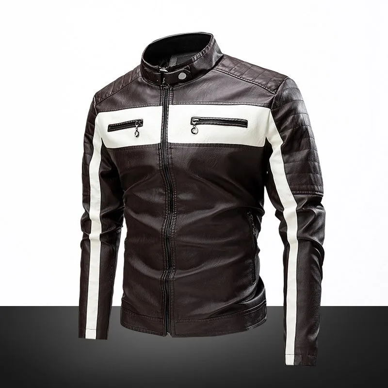 

2025 Men's Motorcycle Leather Jacket with Stand Collar Warm Winter Riding Suit for Outdoor Commute Windproof Lightweight​