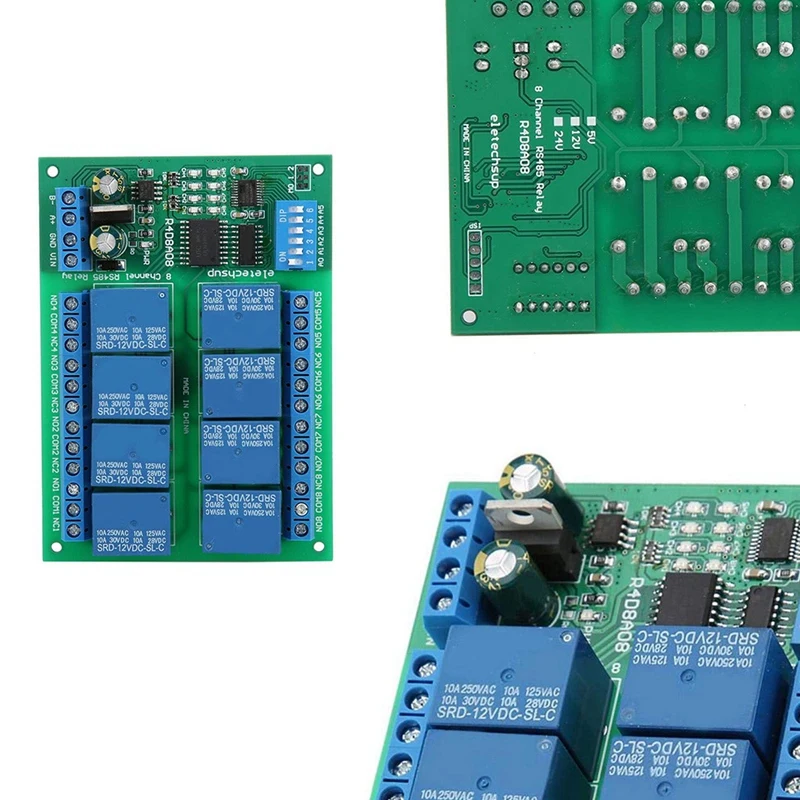 DC 12V 8 Ch RS485 Relay Board Modbus RTU UART Remote Control Switch DIN35 For PLC Control Expansion Module