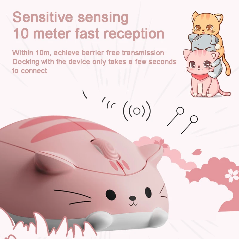 Cute Cat 2.4G Wireless Mouse Creative kitten Designed Mause Ergonomic USB Optical 1200 DPI Mini Mice For PC Laptop Kid Gifts