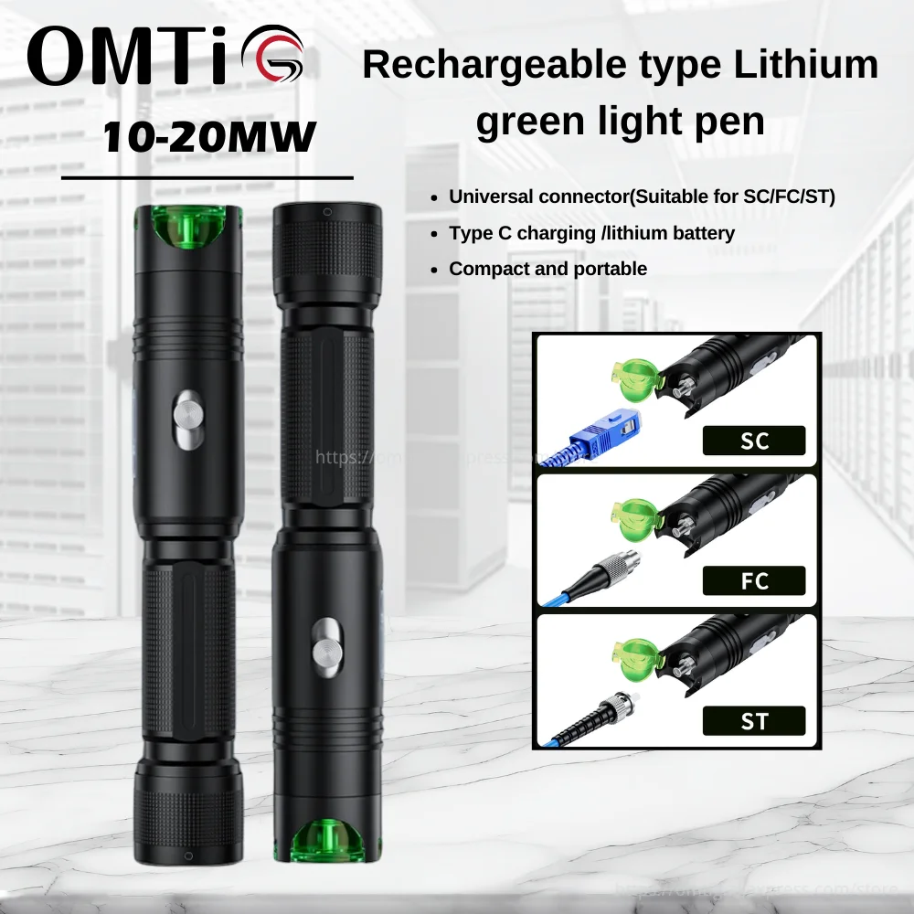 OMTiG Recargable Green Laser Pen FTTH Fiber Optic Cable Test 2024 New 10-20MW Light VFL Visual Fault Locator