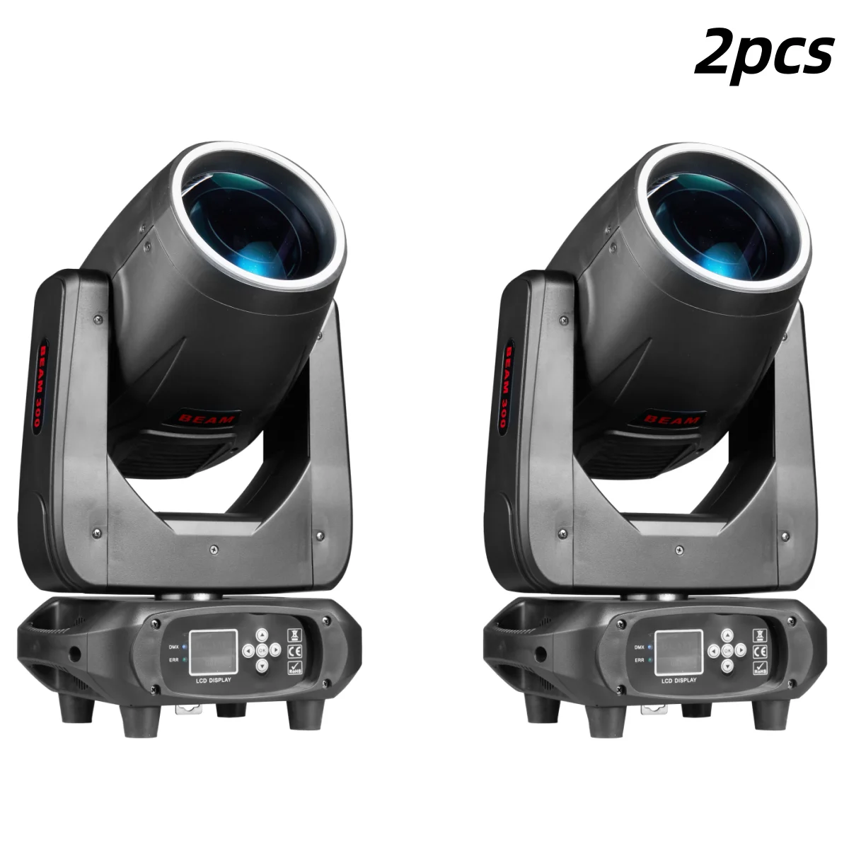 2X 300W Mini BEAM With Halo Effect Moving Head Light 14R Beam Wah Zoom Sharpy 19 Channels 48 Rotating Prisms DMX Stage DJ Lights