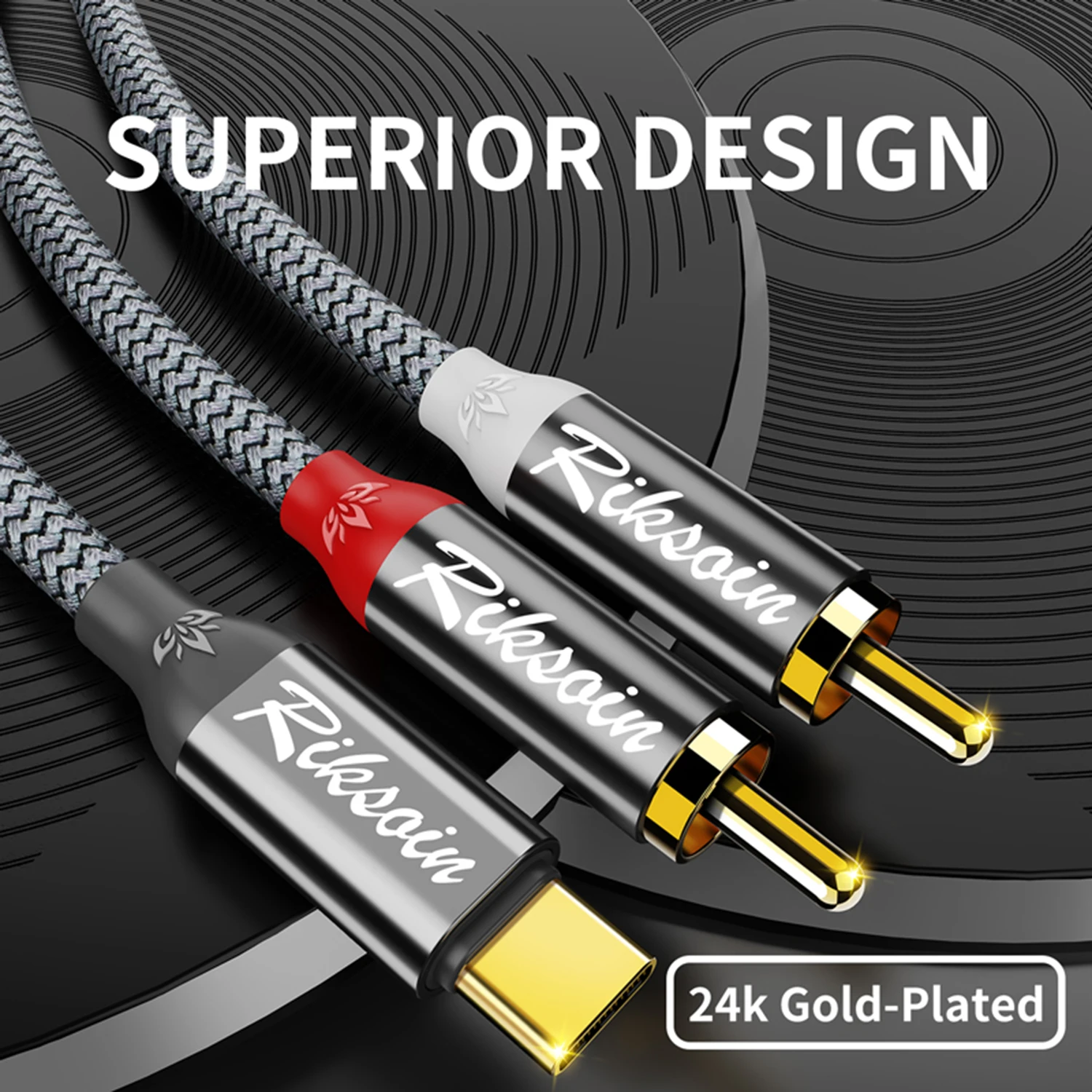 USB C to 2RCA Stereo Cable Y Splitter Adapter Audio Cable Hi-Fi Sound RCA Stereo Connector for Cell Phone MP3 Specker Laptop view 2