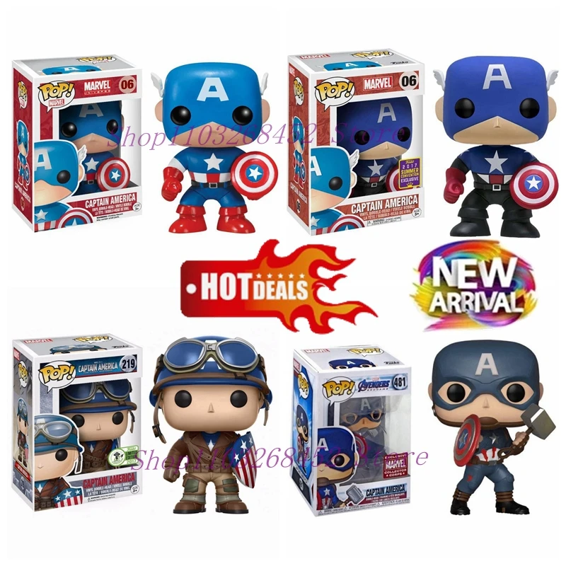 2024 New Arrival FUNKO POP #06 Captain America #06 Exclusive #219 #41 Captain America #481 Action Figure Model Toys for Gifts