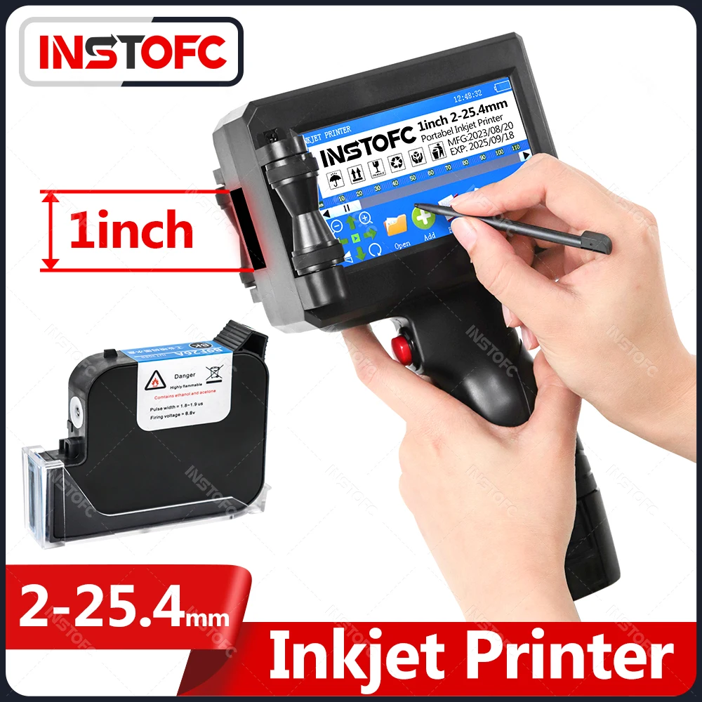 smart handheld inkjet printer linha de montagem etiqueta embalagem bolsa qr code barcode expiration data logo 254 mm 01