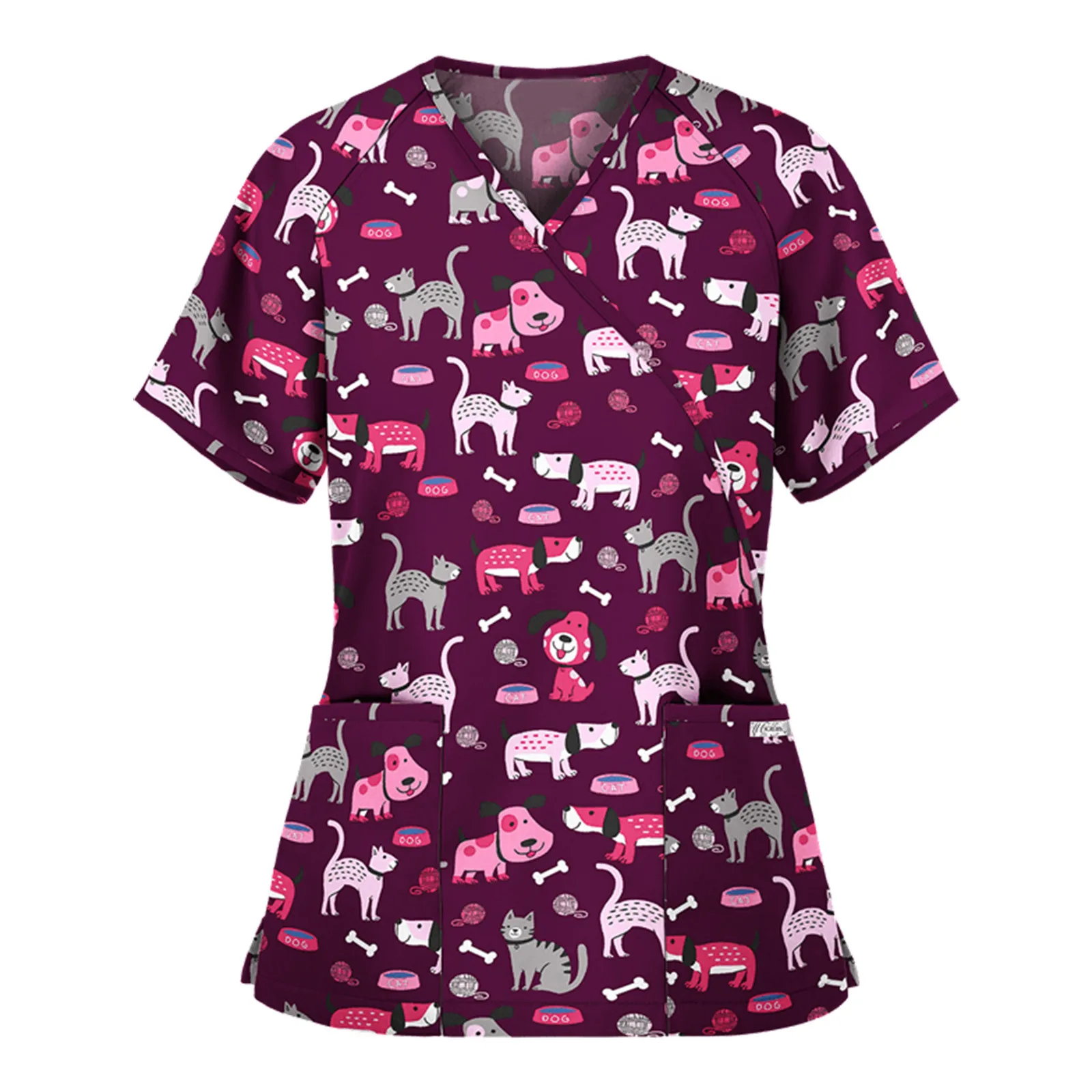 Camicetta con stampa di cartoni animati da lavoro stampa animalier Pet Shop uniformi da infermiera New Summer Hospital Scrub Top stampato uniformi