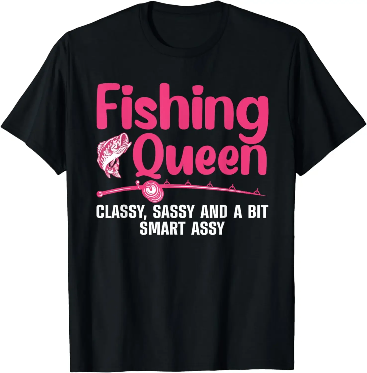 Funny Fishing Queen Design for Women Ladies Fishing Lovers T-Shirt Pesca  Graphic T Shirts  Women Clothing  Ropa De Mujer