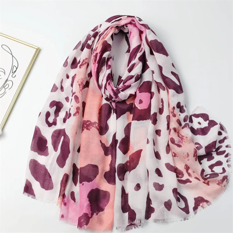 Winter Spain Thin Viscose Scarves Women Ombre Sexy Leopard Dot Shawls And Wraps Pashmina Stole Bufandas Muslim Sjaal 180*90Cm