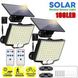 Luci da parete a LED ad energia solare tipo diviso illuminazione da cortile per Garage lampioni stradali con rilevamento del corpo umano impermeabile Super luminoso