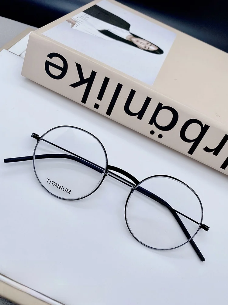 クラシック-リンドバーグ-スクリューレス-ラウンド-チタン-フレーム-メガネ-ユニセックス-超軽量-純チタン-オプティカル-フレーム-男性と女性用