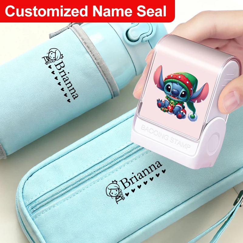 

Штамп с именем на заказ Disney Stitch для организации школьных и личных принадлежностей - модный самокрашивающийся, красивая идея для рождественского подарка