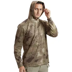 Camisas de camuflaje, camisa de pesca, camiseta de manga larga con sombrilla, Top elástico, camisetas holgadas informales para exteriores, camisetas de senderismo de camuflaje de jungla, novedad