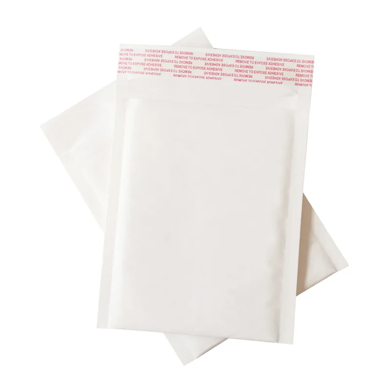 Enveloppes à Bulles en Papier Kraft Blanc, Sac d'Expédition Rembourré, Emballage Cadeau, 50 Pièces