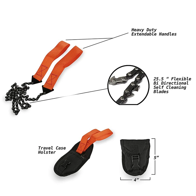 Portable Manual Chain Saw, Outdoor Chain Wire Saw, 11 Teeth Manganese Steel Pocket Wire Saw Garden Pruning Tool-Retail