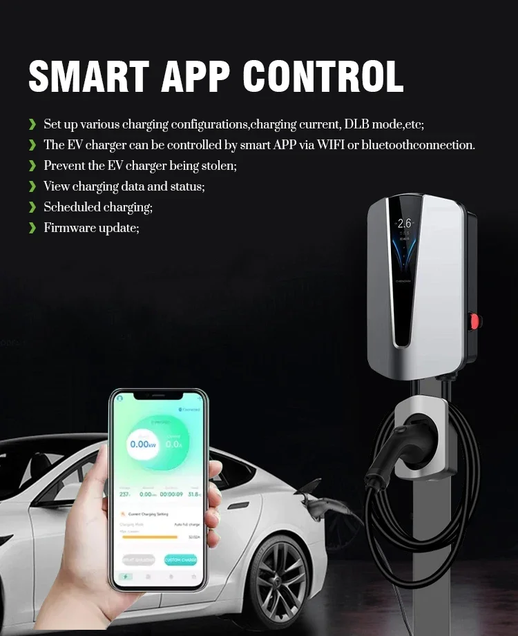 2023 Hot Sale Europe Ocpp Electric Car Charger Charging Pile App Wallbox 11Kw 22Kw Type 2 Wall Mounted Ac Ev Charger