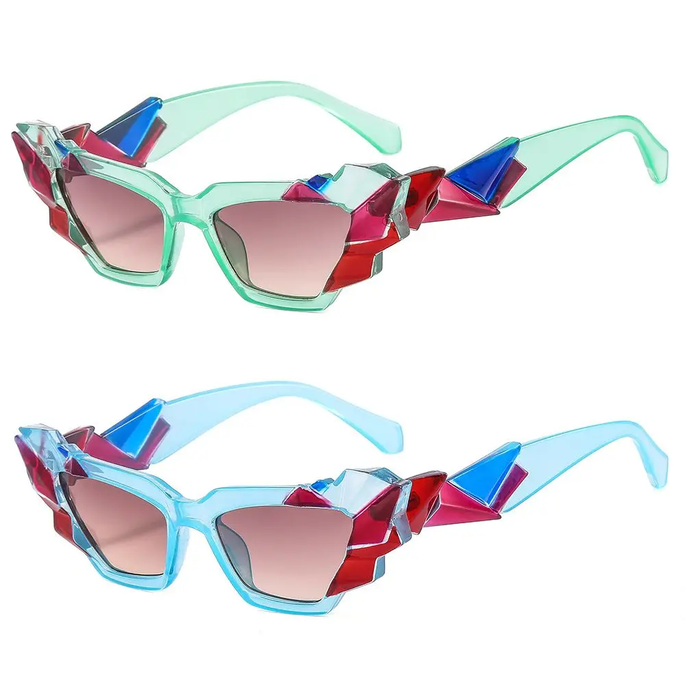 

Fashion UV400 Gradient Candy Colors Polygon Eyewear Cat Eye Sunglasses Women Shades Sun Glasses