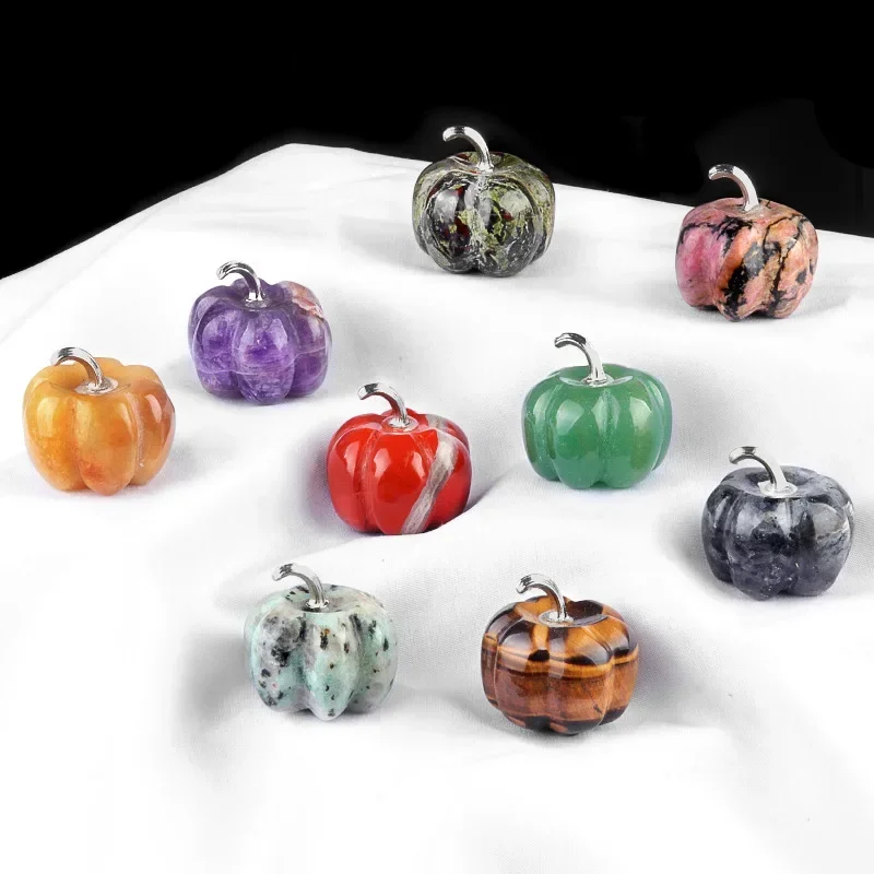 Stone Pumpkin Oranment for Home Decor Handmade Craved Vegetables fruits Stone Halloween Gifts NO Chain 20MM/30MM