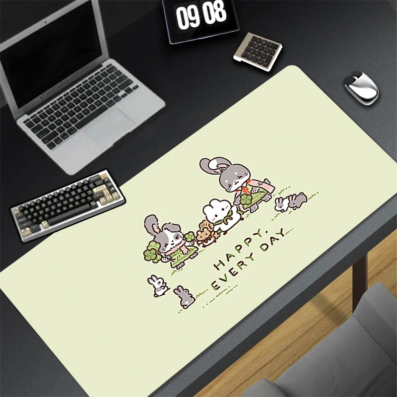

Gaming Mouse Pad Design Non-slip Rubber Bunny Rabbit Sewn Edge Desk Mat High-Quality Keyboard Pad Gamer And Office Work Mousepad