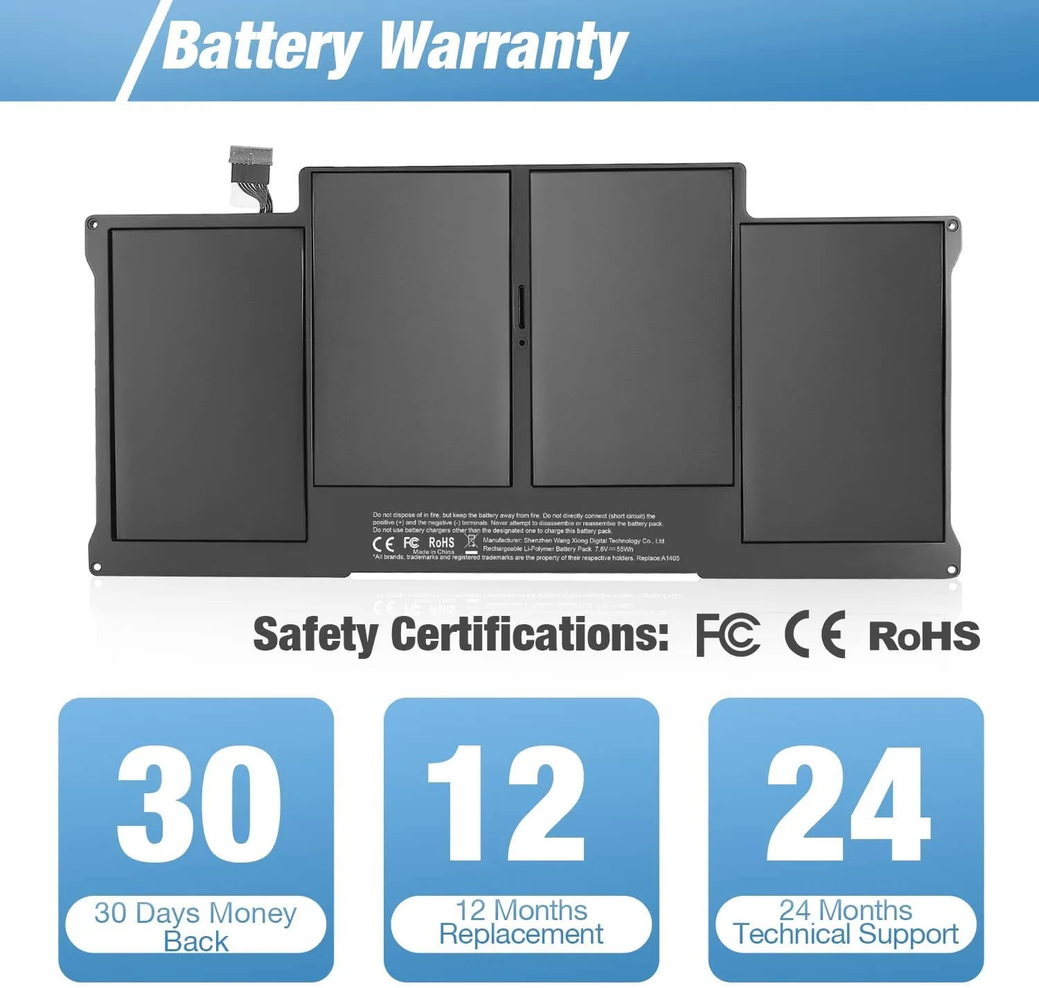 Batería de repuesto para ordenador portátil, A1466, 7,6 V, 54.4Wh, para MacBook Air de 13 pulgadas, A1466 (mediados de 2012, mediados de 2013,