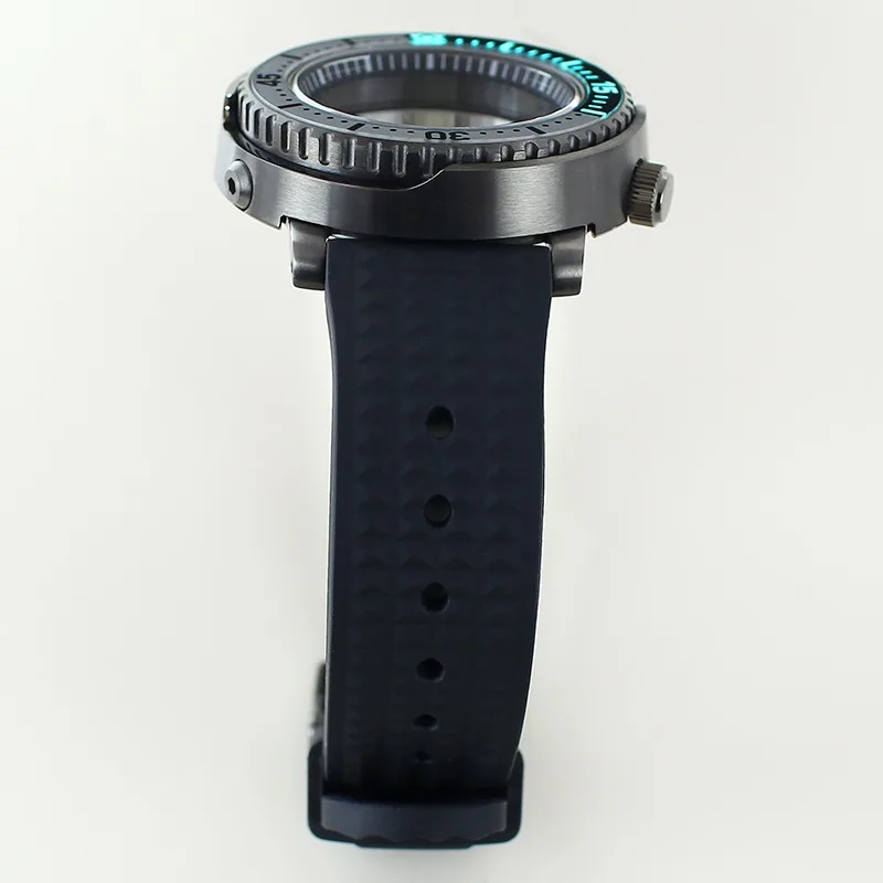 Correa de caucho negra de acero inoxidable 316L modelo enlatado para caja de reloj mecánico NH35