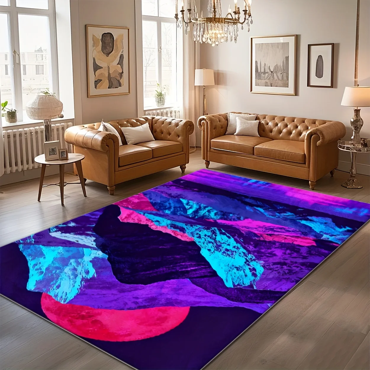 Artistic Ink Wash Style Washable Rug Durable Stain Resistant Mat For High Traffic Entryway Hallway Use