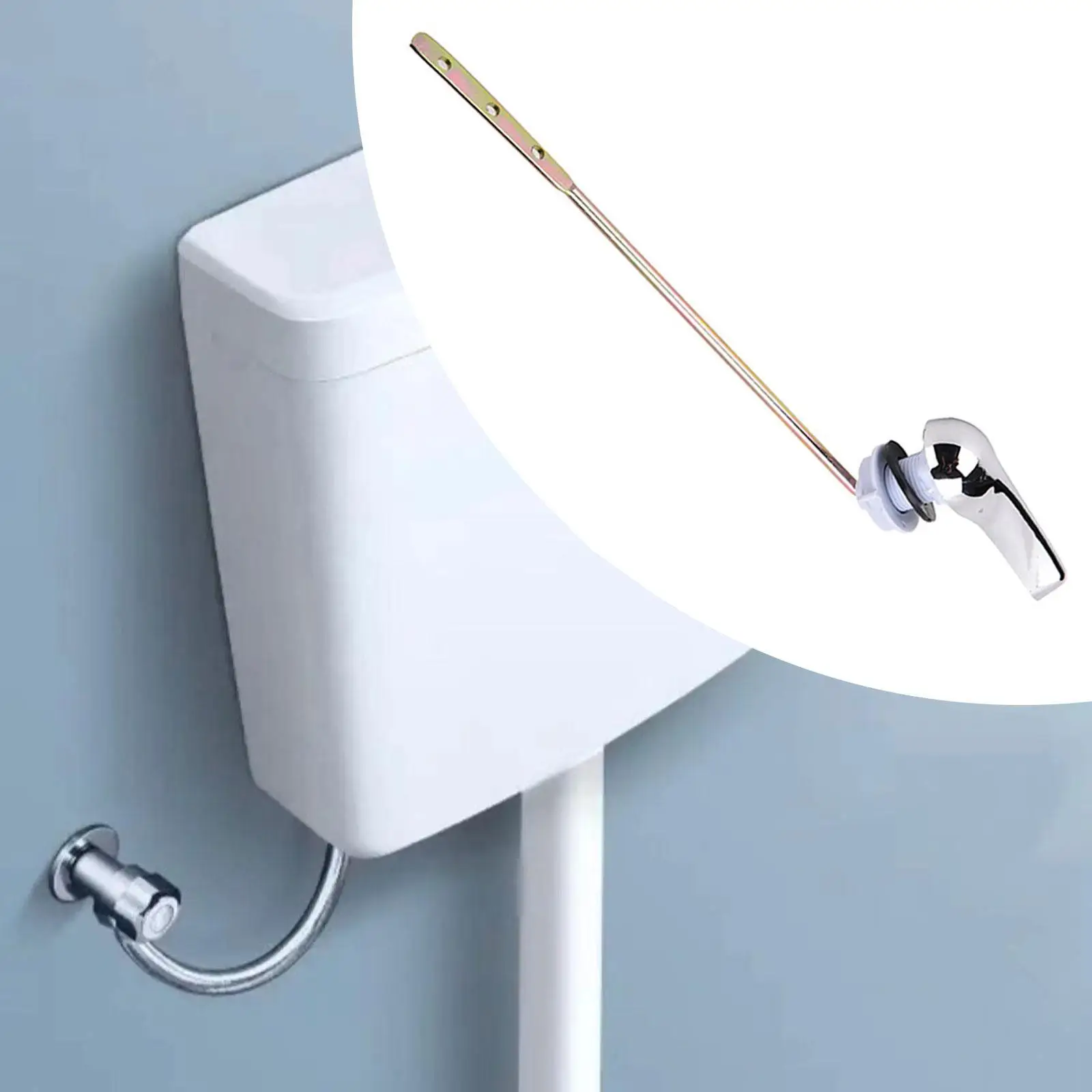 Stainless Steel Toilet Flush Handle Angle Mount Easy Install Replacement for Toilet Set Accessories Tray