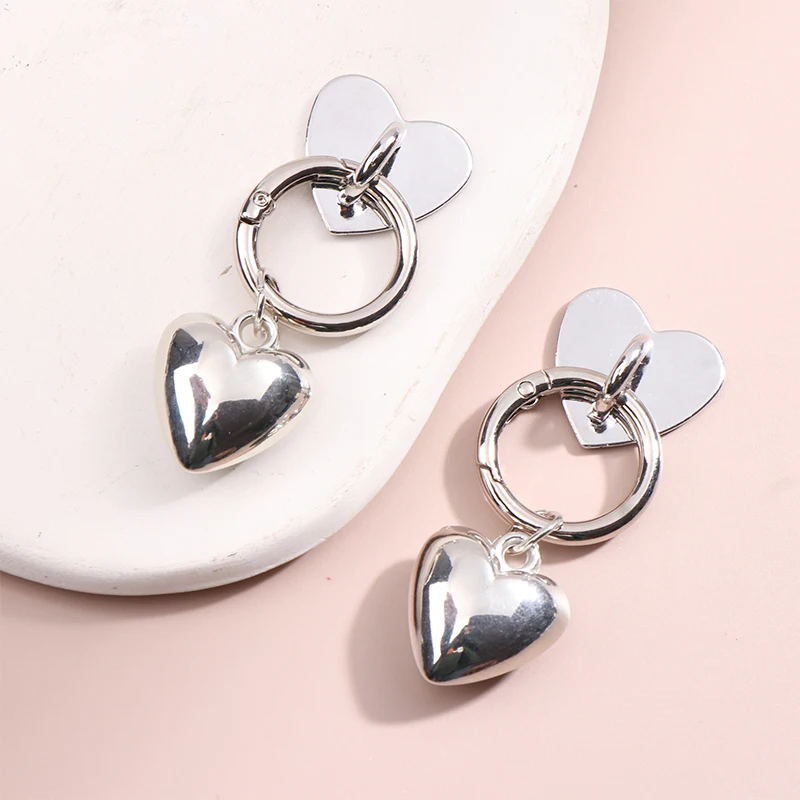 Love Heart Plating Pendant Mobile Phone Charms Strap Sweet Girl Keychain Pendant Cell Phone Lanyard Keyring Decor Accessories