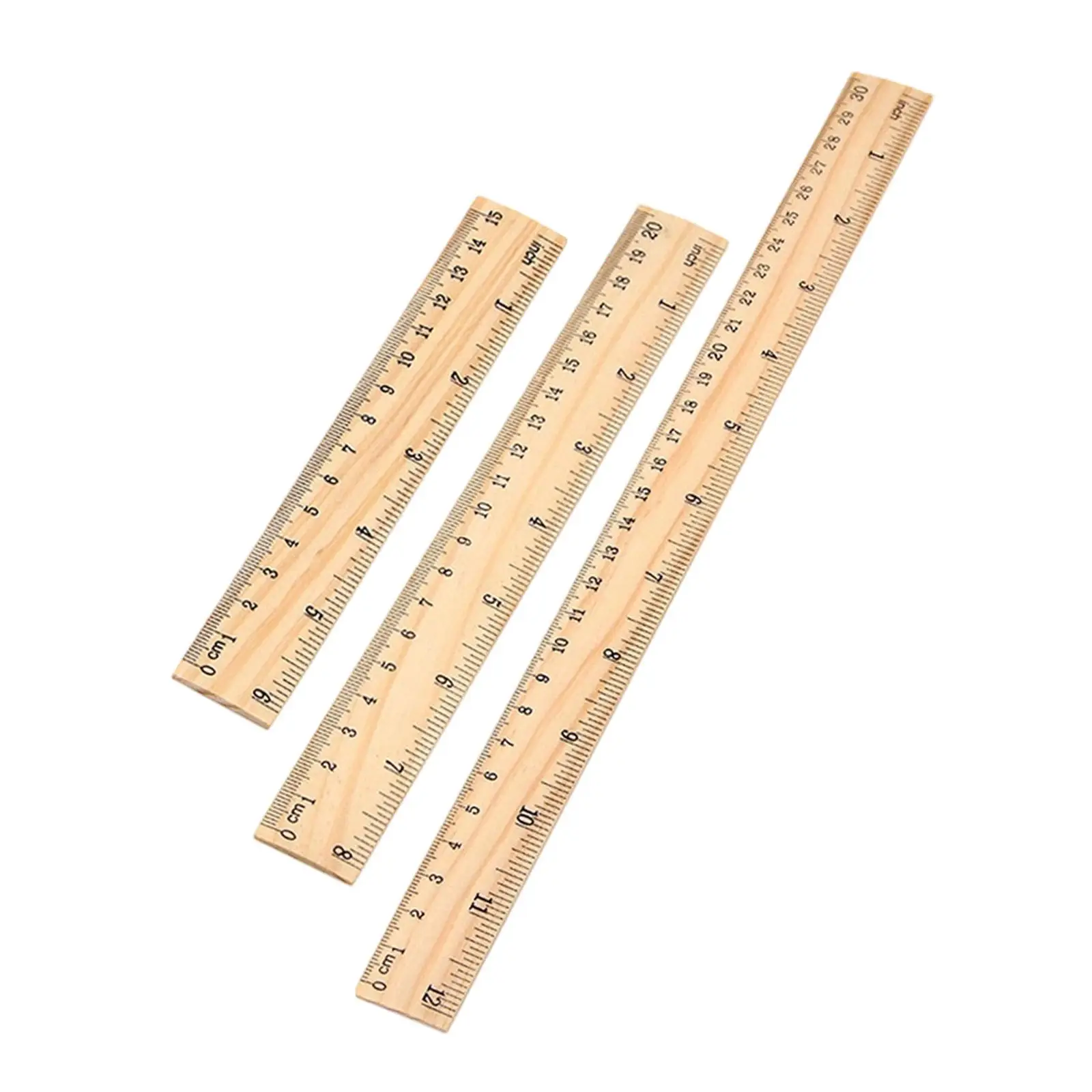 

3 Pieces Wooden Rulers 2 Scale Inches and Centimeters Convenient Measuring Tool Measuring Rulers for Office