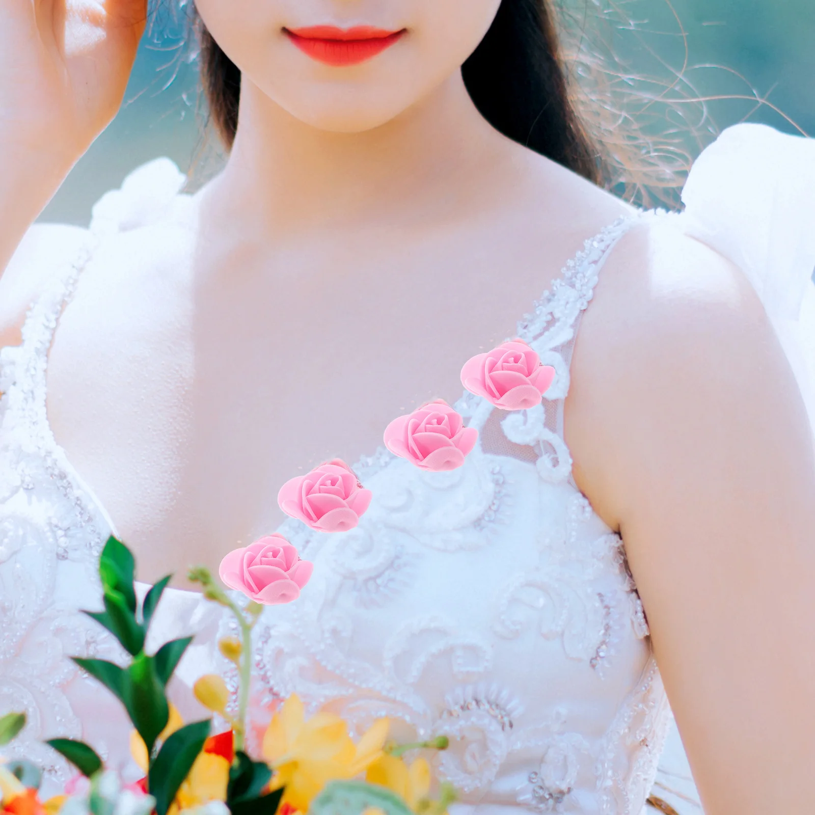 

50Pcs Mini Foam Artificial Rose Heads Fake Flower Heads for DIY Wedding Decor Craft Making Party Flower Accessories