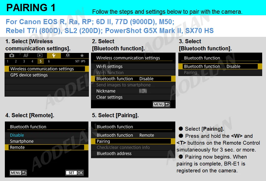 Weiße kabellose Auslöser-Fernbedienung für Canon EOS R100 M6II 6DII 77D 800D G5XII G7XIII SX70HS V10; Ersetzen Sie Canon BR-E1 – Detail 1