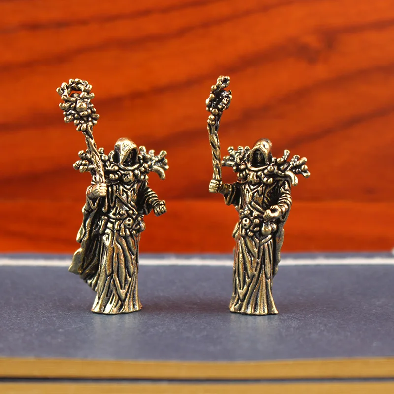 تمثال المعالج النحاسي - تمثال ماجى غامض عتيق لديكور المكتب، عنصر جامعي الخيال، زخرفة فريدة من نوعها للمكتب ورف الكتب #4