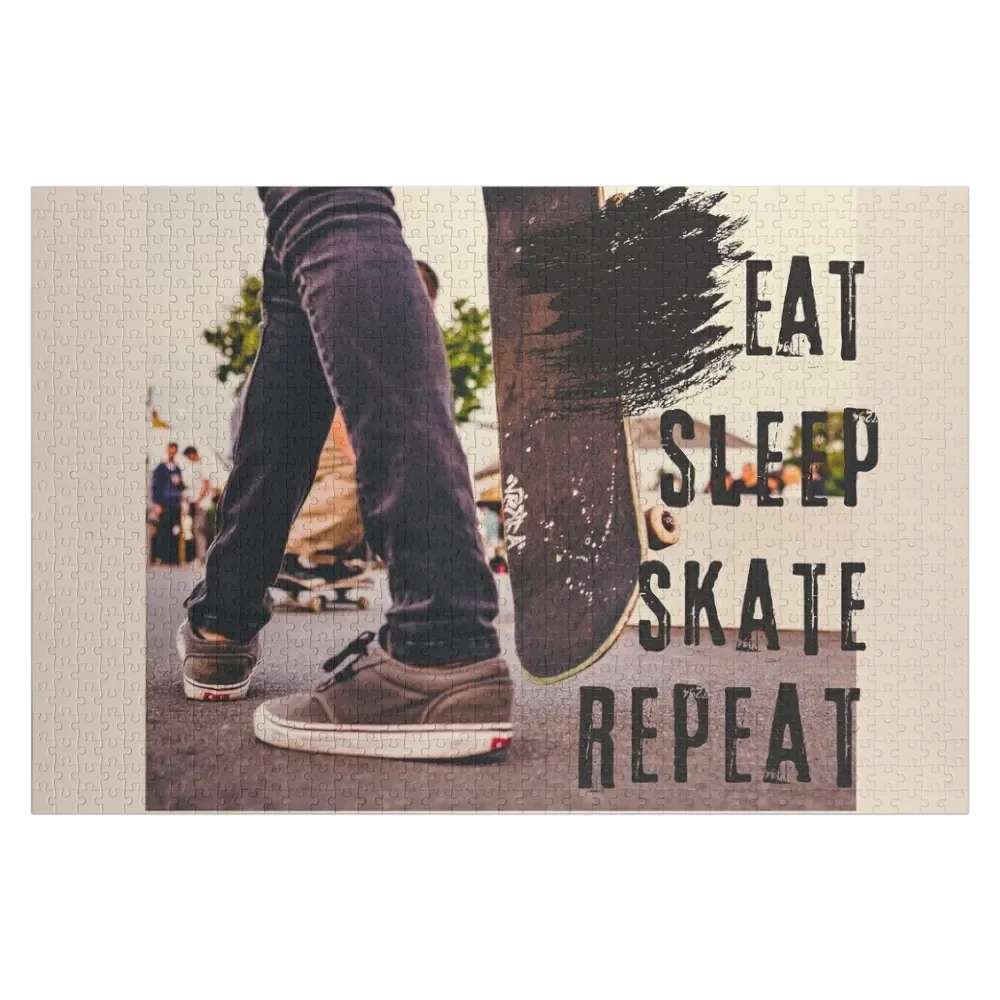 

Eat Sleep Skate Repeat Skater Guy Walking Jigsaw Puzzle Name Wooden Toy Adult Wooden Custom Child Gift Puzzle