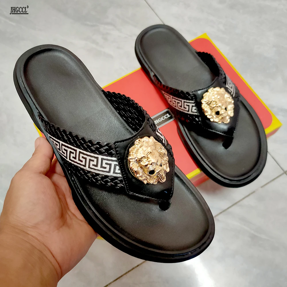 Brand men's slipper casual black and white shoes men's designer slipper sandal soft soles women's slipper plus sizeT5