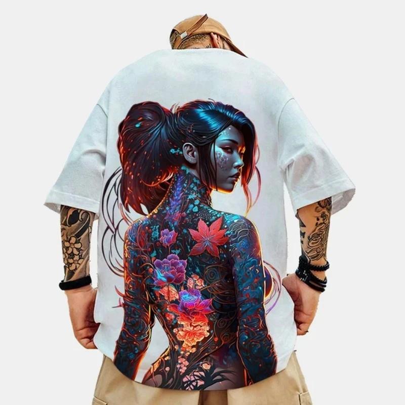 2024 Men\'s T-Shirt Summer Fashion Casual T-Shirt For Men 3d Sexy Beauty Print Short Sleeved Tee Top Loose Oversized Man Clothing